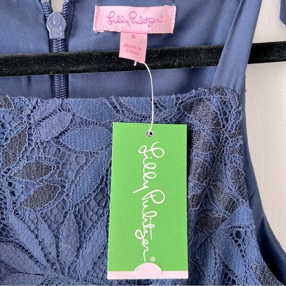 Lilly Pulitzer Kayleigh Shift Lace Dress in True Navy Size 6 NWT - Picture 5 of 6